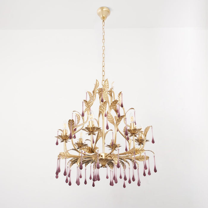 Amethyst Drops Glass Chandelier.