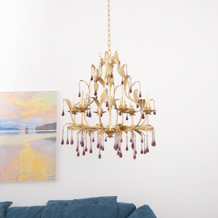 Amethyst Drops Glass Chandelier.