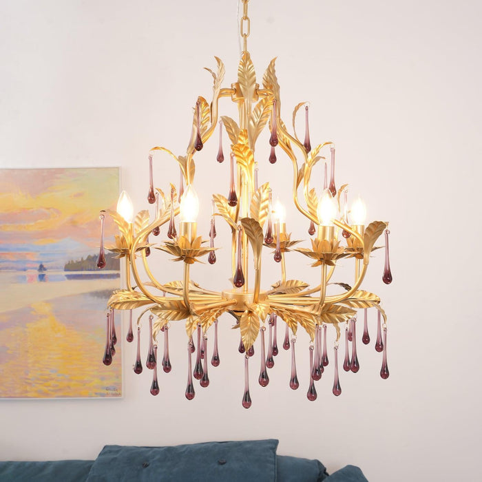 Amethyst Drops Glass Chandelier-DWHOME