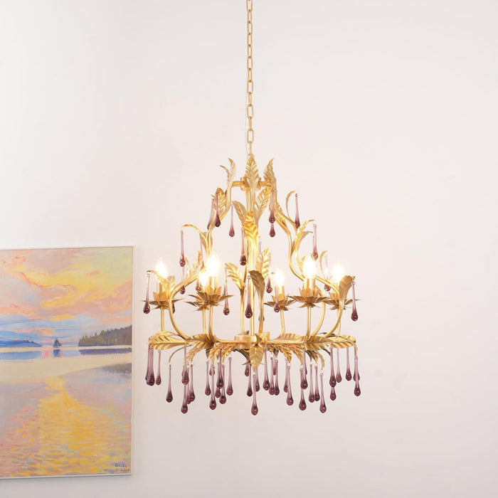 Amethyst Drops Glass Chandelier-DWHOME
