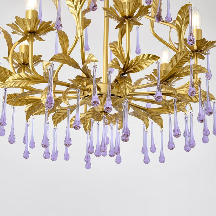 Amethyst Drops Glass Chandelier.