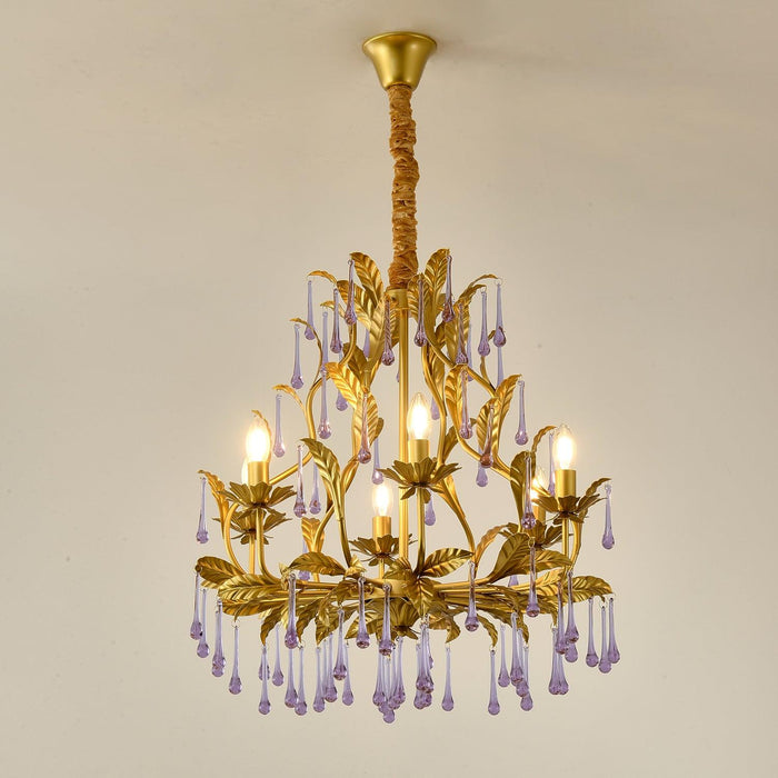 Amethyst Drops Glass Chandelier.