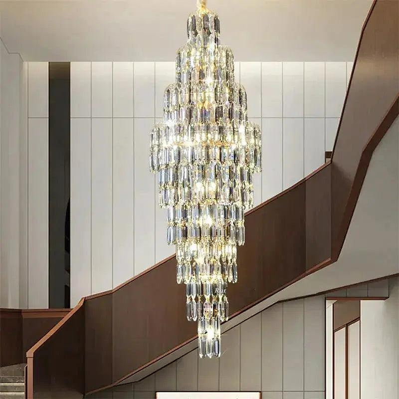 Anita Luxury Crystal Staircase Long Chandelier-DWHOME