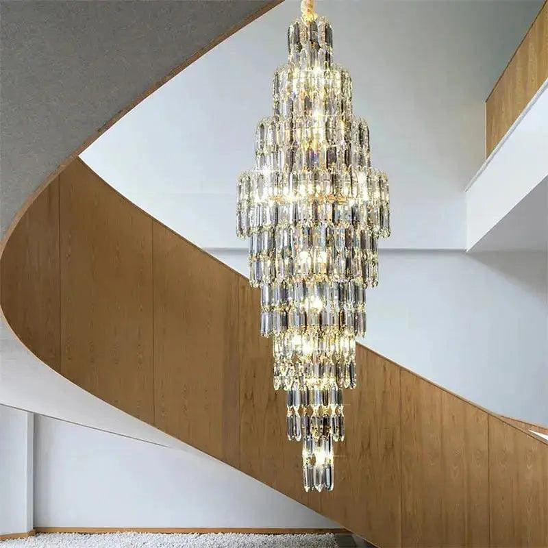 Anita Luxury Crystal Staircase Long Chandelier-DWHOME