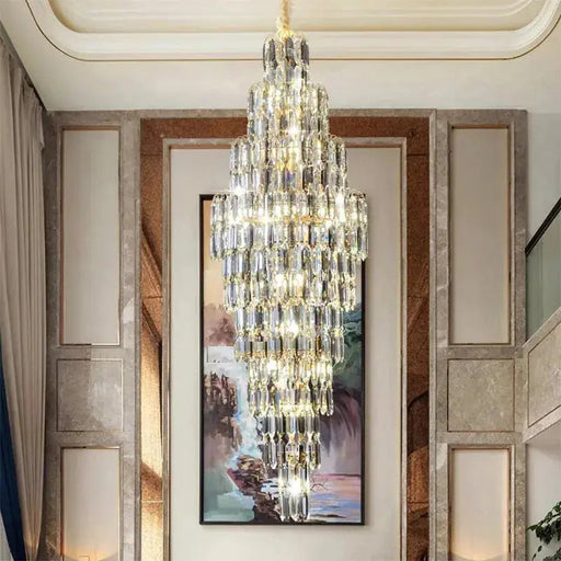 Anita Luxury Crystal Staircase Long Chandelier.