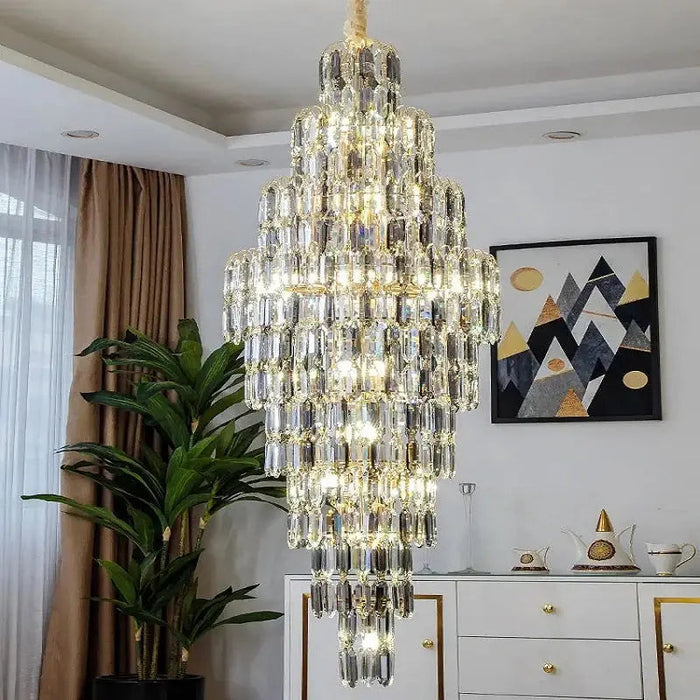 Anita Luxury Crystal Staircase Long Chandelier.