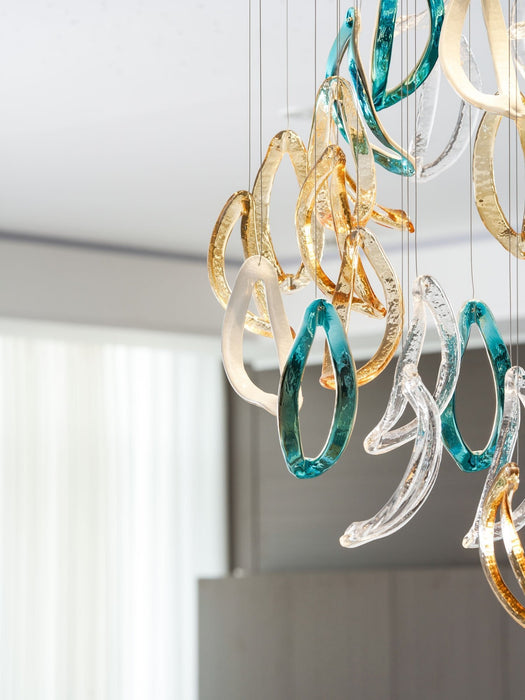 Aqua Ripple Glass Art Customize Chandelier - Vakkerlight