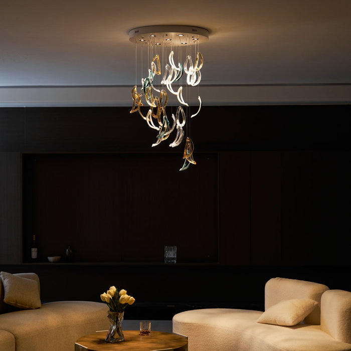 Aqua Ripple Glass Art Customize Chandelier - Vakkerlight
