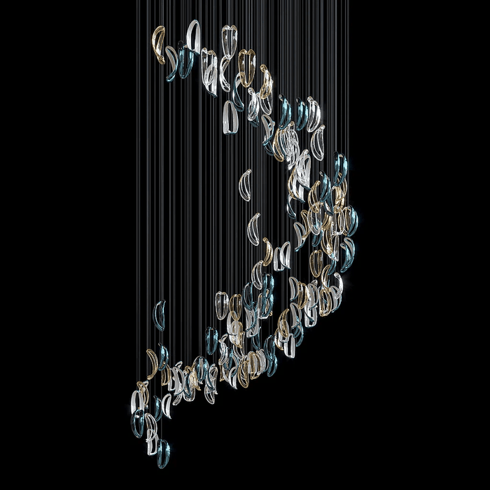 Aqua Ripple Glass Art Customize Chandelier