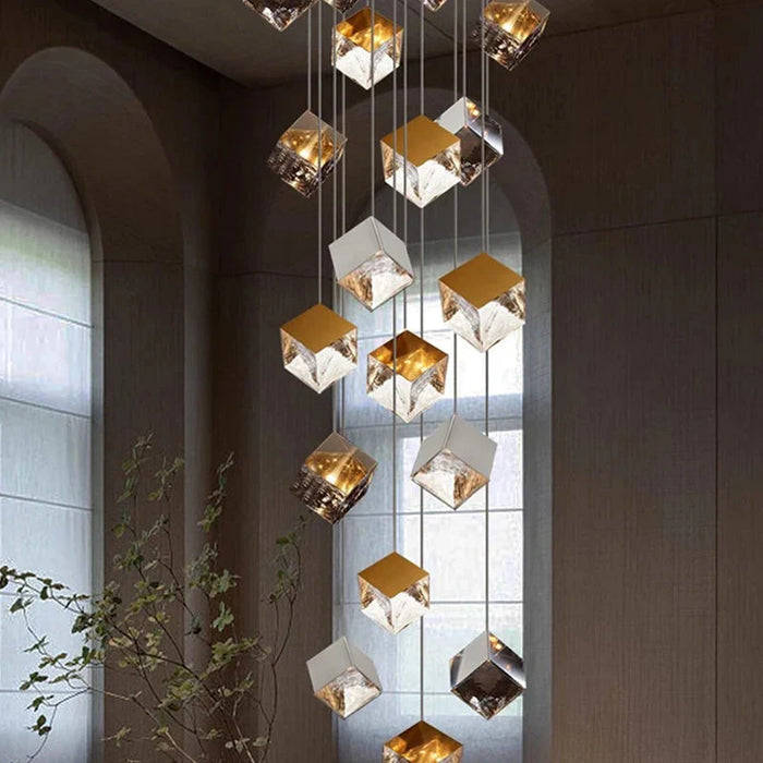 Aren Cube Large Pendant Light For High Ceilings.