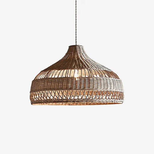 Artisanal Rattan Dome Pendant Lamp.