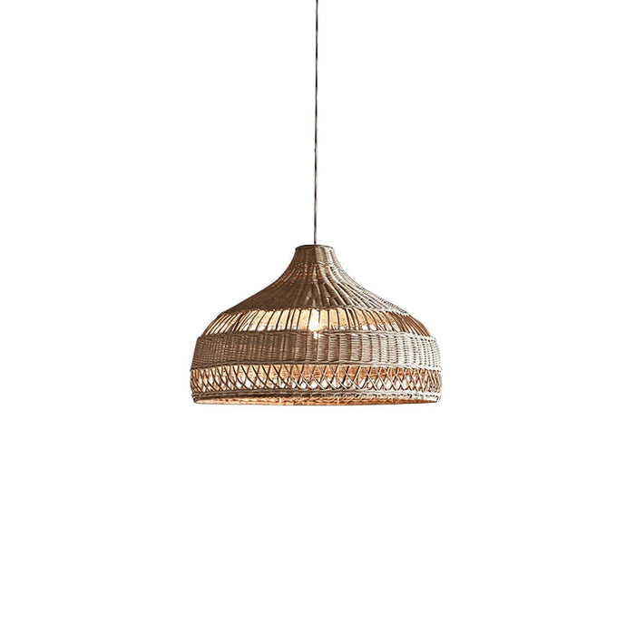 Artisanal Rattan Dome Pendant Lamp.