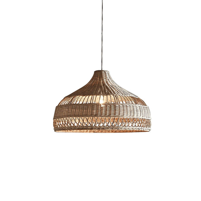 Artisanal Rattan Dome Pendant Lamp.