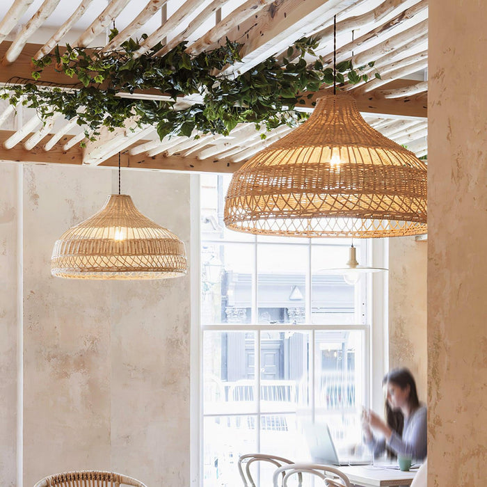 Artisanal Rattan Dome Pendant Lamp-DWHOME