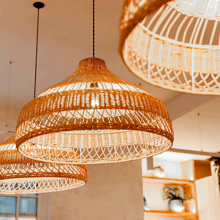 Artisanal Rattan Dome Pendant Lamp-DWHOME
