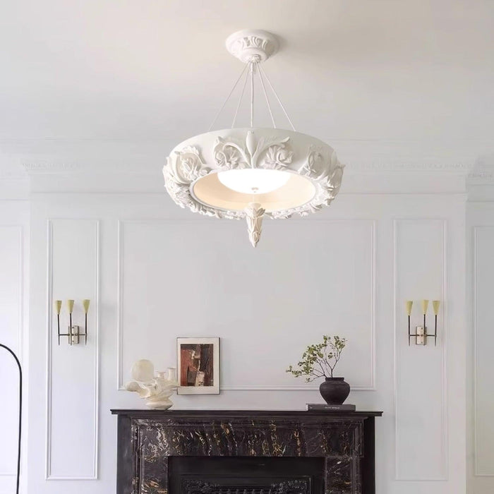 Artistic Carved Plaster Chandelier.