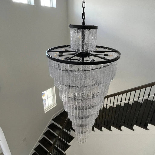 Assena Large Black high Ceiling Entryway Chandelier.