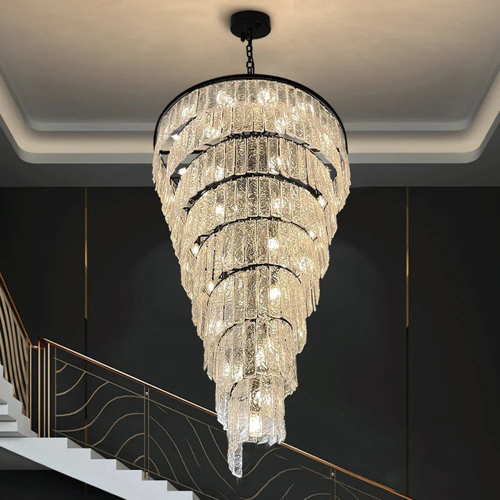 Assena Large Black high Ceiling Entryway Chandelier.