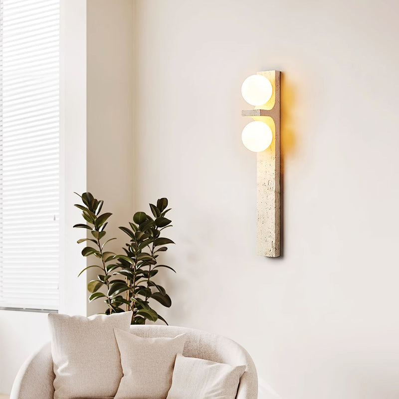 Asymmetrical Travertine Wall Sconce-DWHOME