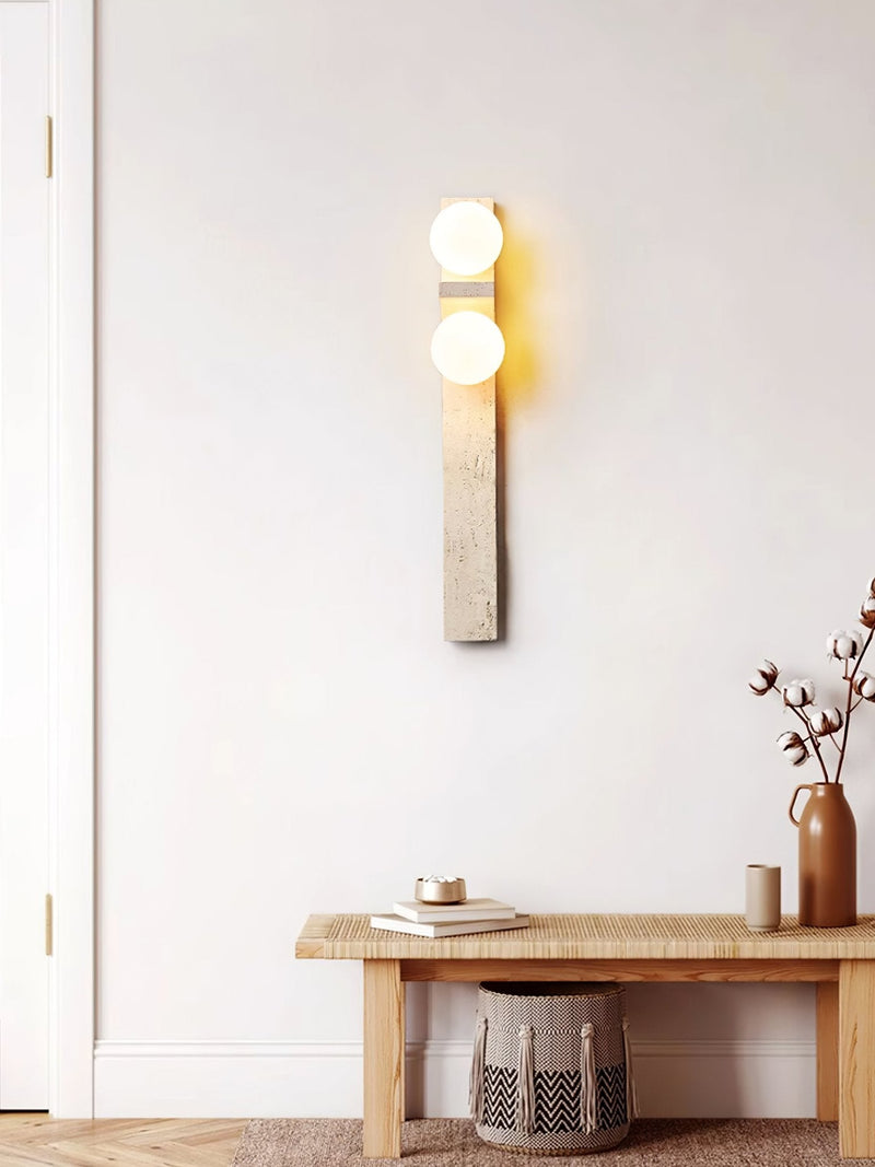 Asymmetrical Travertine Wall Sconce-DWHOME