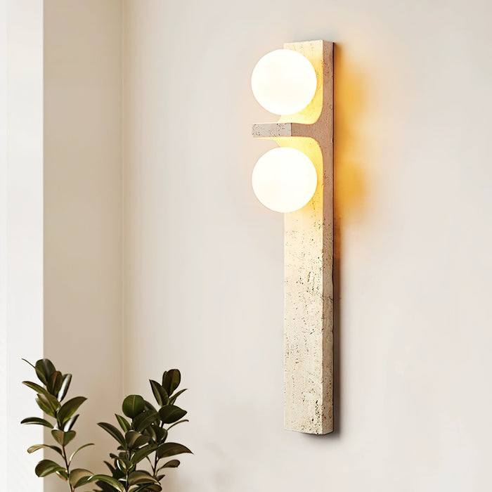 Asymmetrical Travertine Wall Sconce-DWHOME
