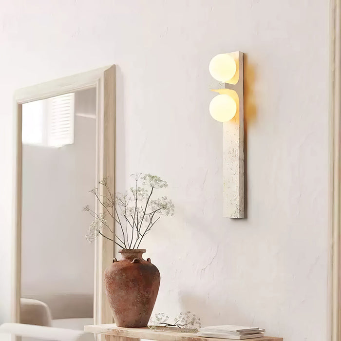 Asymmetrical Travertine Wall Sconce-DWHOME