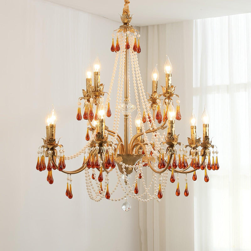 Aureate Amber Crystal Chandelier-DWHOME