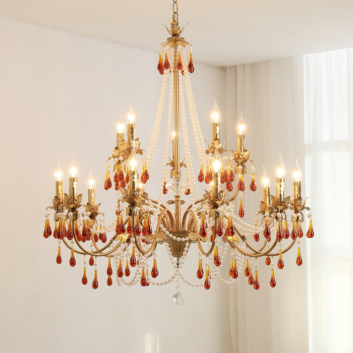 Aureate Amber Crystal Chandelier.