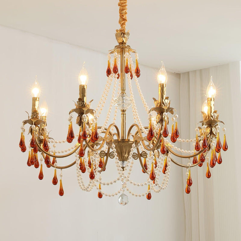 Aureate Amber Crystal Chandelier-DWHOME