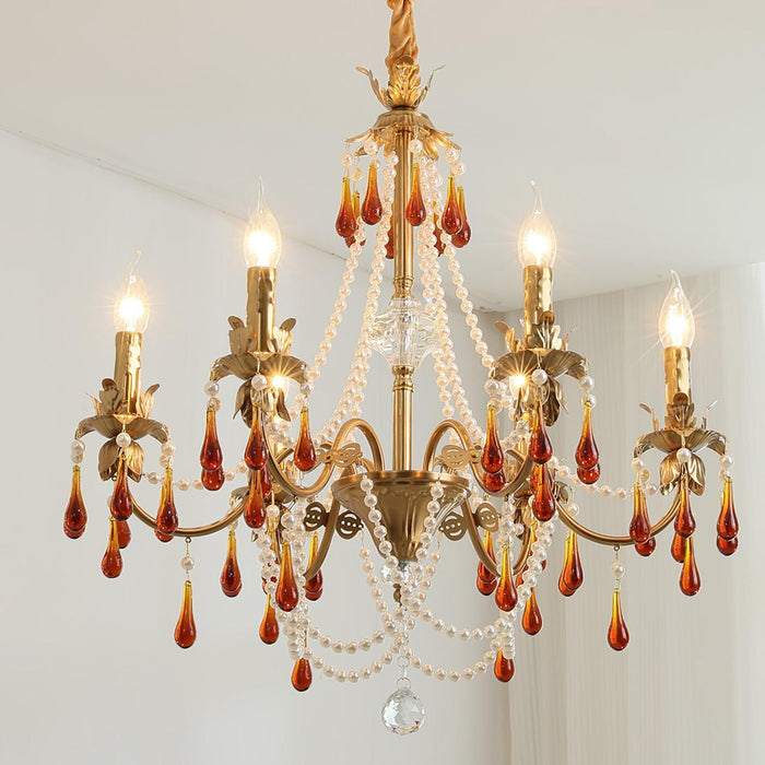 Lustre Ambre Doré en Cristal - DWHOME