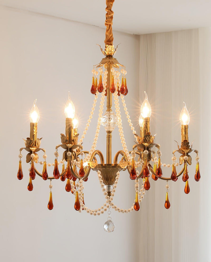 Aureate Amber Crystal Chandelier-DWHOME