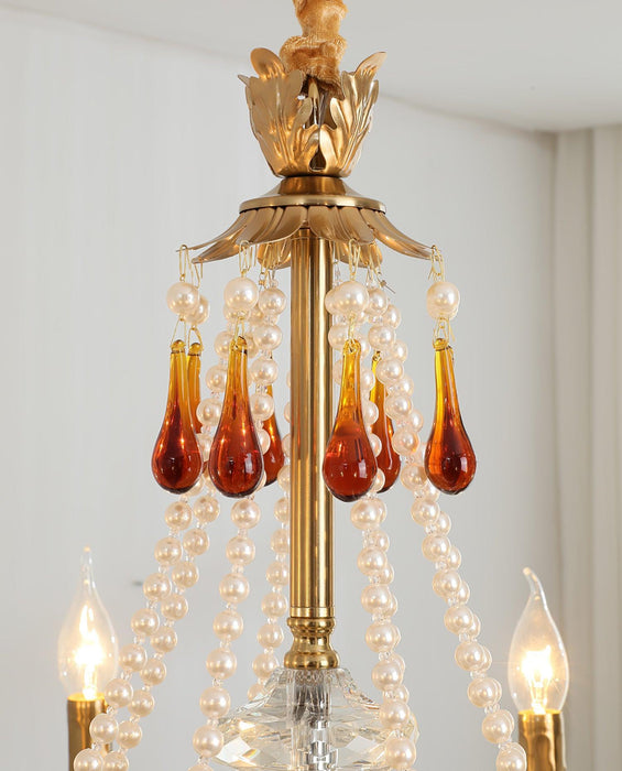 Lustre Ambre Doré en Cristal - DWHOME