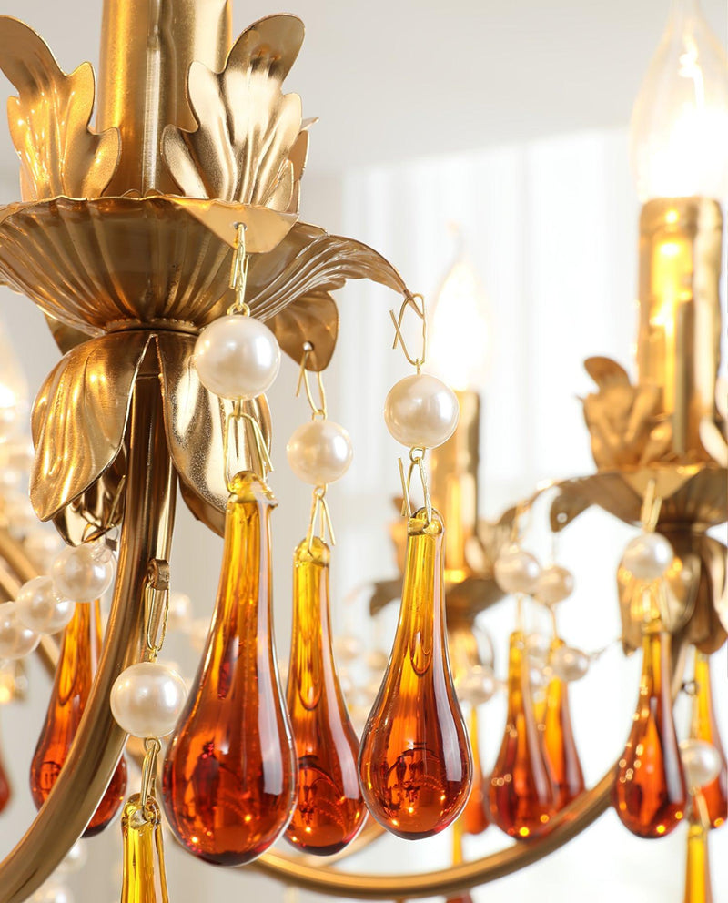 Aureate Amber Crystal Chandelier-DWHOME