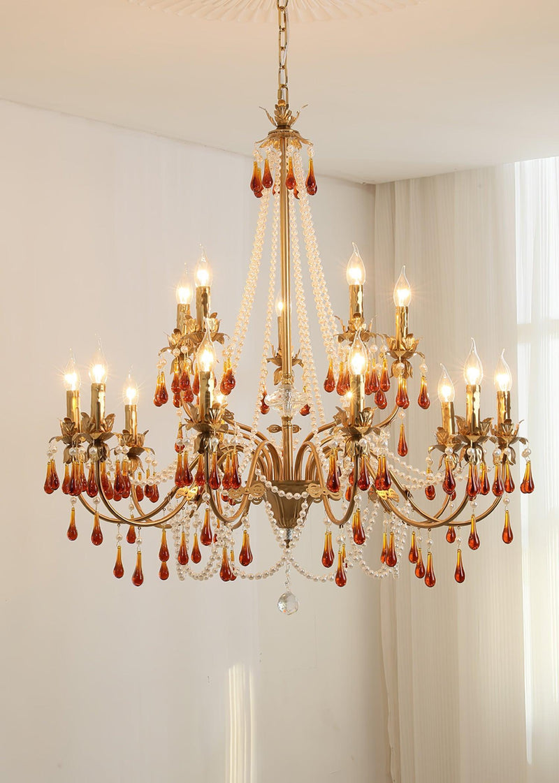 Aureate Amber Crystal Chandelier-DWHOME
