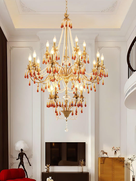 Lustre Ambre Doré en Cristal - DWHOME