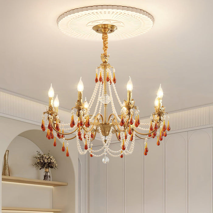 Lustre Ambre Doré en Cristal - DWHOME