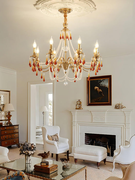 Aureate Amber Crystal Chandelier.