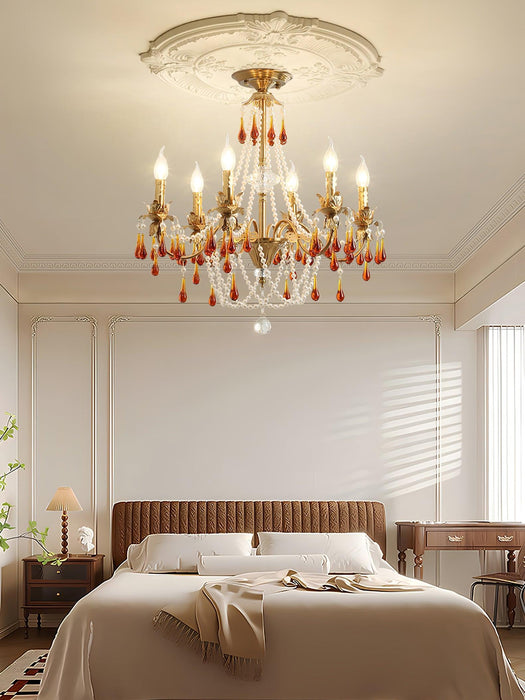 Lustre Ambre Doré en Cristal - DWHOME
