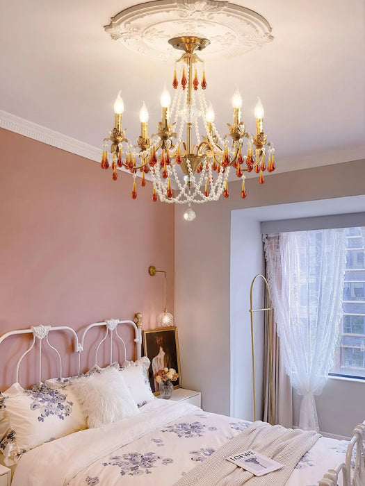 Lustre Ambre Doré en Cristal - DWHOME