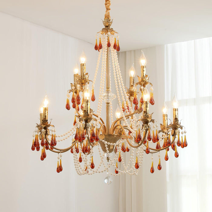 Aureate Amber Crystal Chandelier.