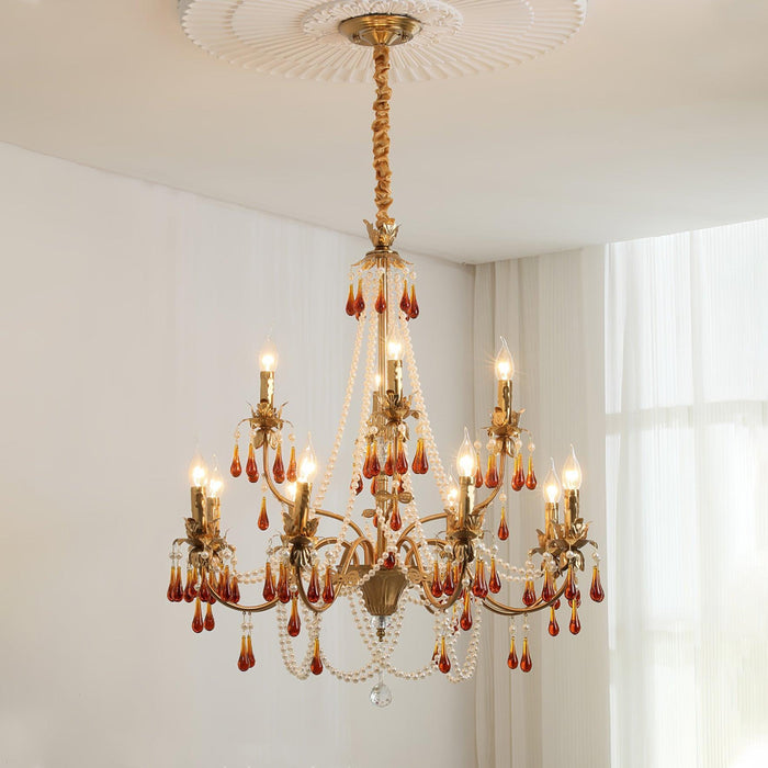 Lustre Ambre Doré en Cristal - DWHOME