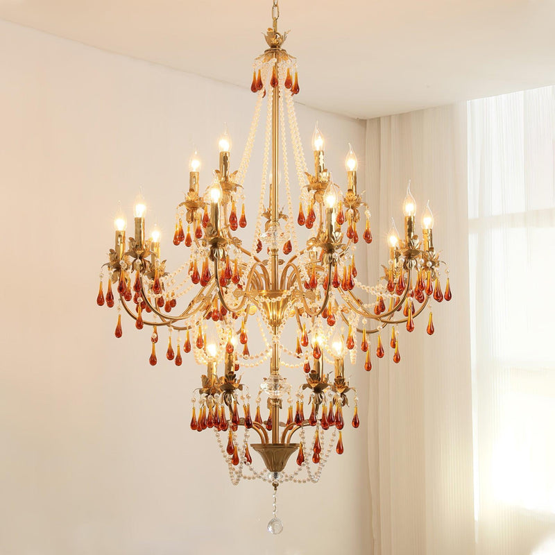 Aureate Amber Crystal Chandelier-DWHOME