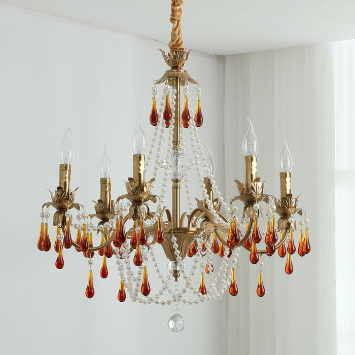 Aureate Amber Crystal Chandelier.