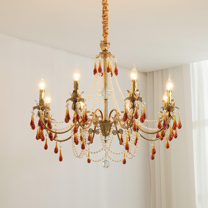 Aureate Amber Crystal Chandelier.