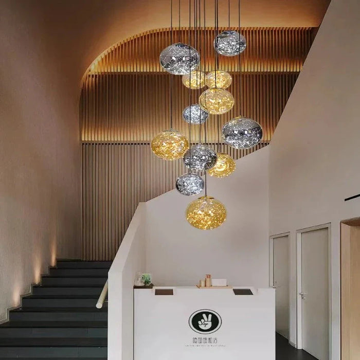 Ayla Bubble  Art Contemporary Stairwell Chandelier.