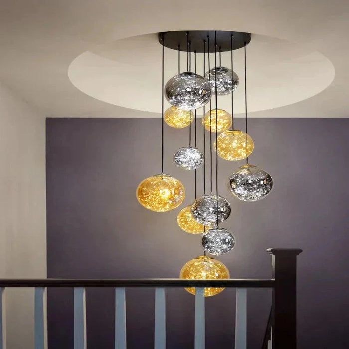 Ayla Bubble  Art Contemporary Stairwell Chandelier.