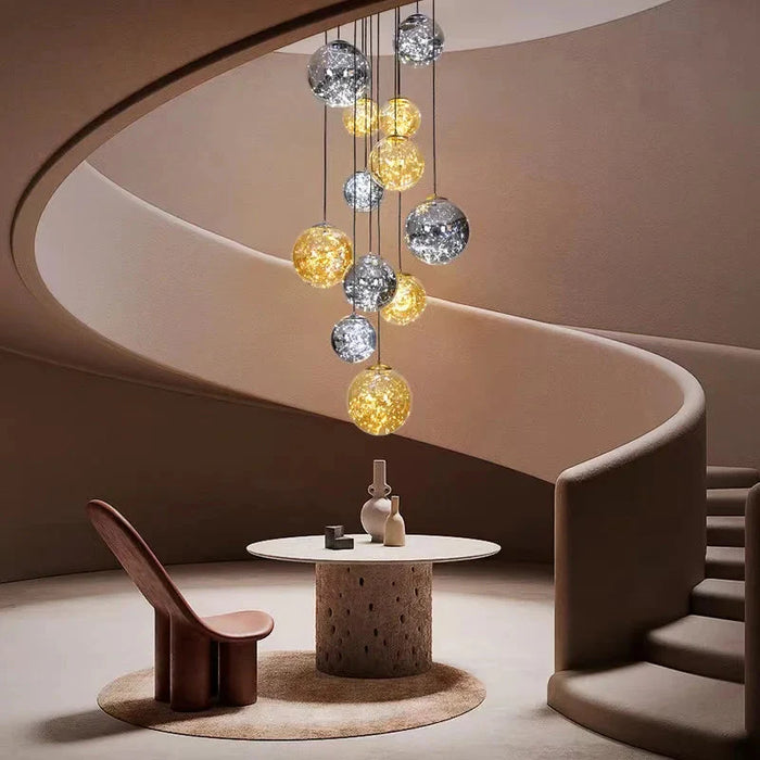 Ayla Bubble  Art Contemporary Stairwell Chandelier.