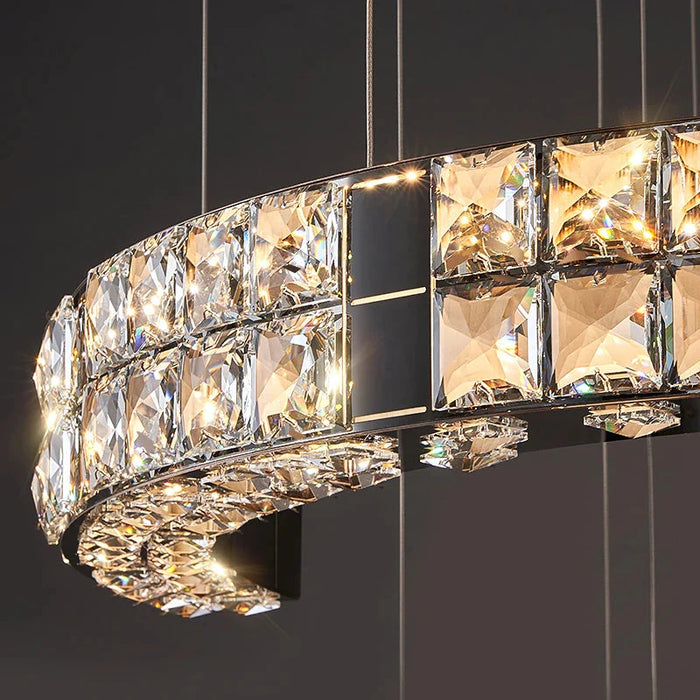 Aysha Black Crystal High Ceiling Entryway Light Fixture.