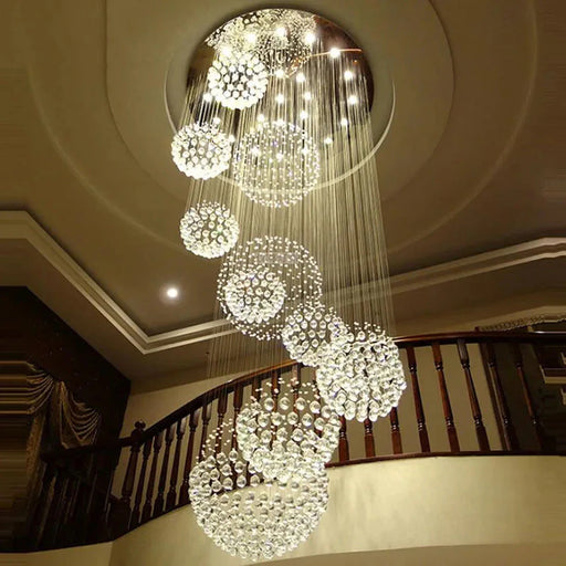 Ball Design Extra Large Crystal Chandelier for High Ceiling.