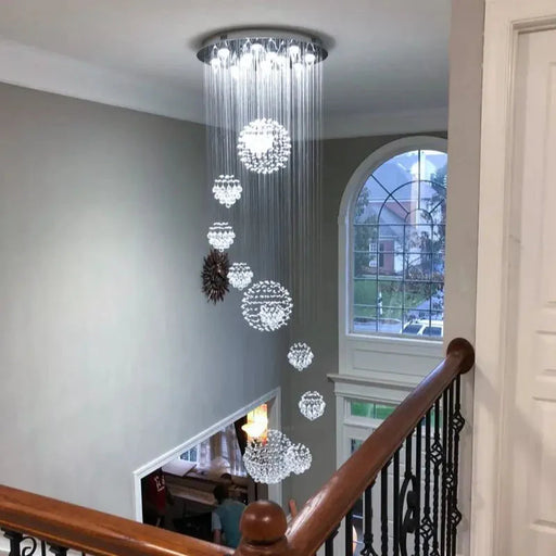 Ball Design Extra Large Crystal Chandelier for High Ceiling.